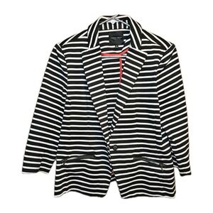 Christian Siriano Runway Style Stripe Blazer EUC‎ Womens M Chic Workwear 🖤🤍
